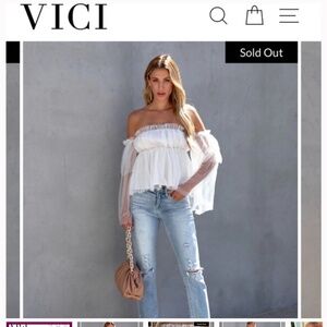 VICI Dolls RENLEY OFF THE SHOULDER TULLE BLOUSE